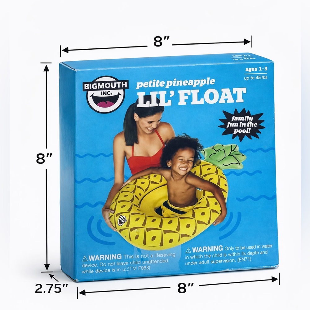 BigMouth Inc Petite Pineapple Lil Float Kids Pool Inflatable Ages 1-3 - Picture 6 of 6